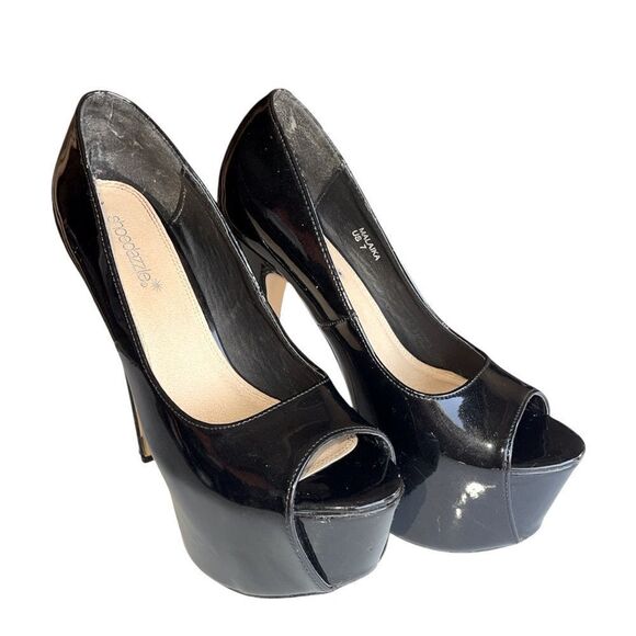 MALAIKA BY SHOEDAZZLE  high heels Black leather pattern - Picture 1 of 5